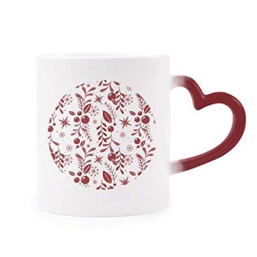 Imagem de Caneca de Natal vermelha e branca com estampa sensível ao calor, caneca de grés que muda de cor vermelha
