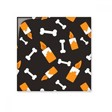 Imagem de Vela osso Halloween Hallowmas cerâmica azulejo brilhante decalque pedra adornada tijolo vitrificado