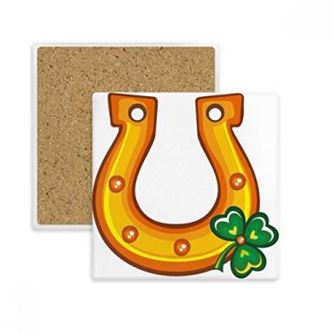 Imagem de Clover U Tipo Ferro Irlanda Dia de São Patrício Quadrado Porta-copos Porta-copos Pedra de isolamento