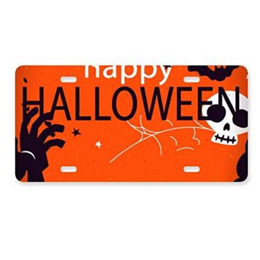 Imagem de DIYthinker Placa de licença vermelha Happy Ghost Fear Halloween Decoração de aço inoxidável Automobile Tag