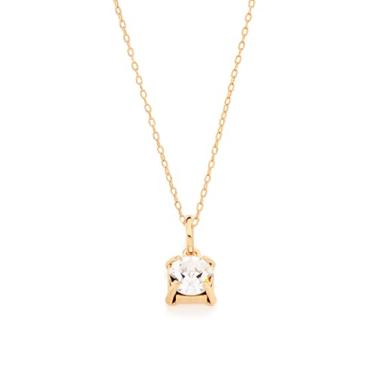 Imagem de Colar Rommanel Banhado Ouro Pingente Solitário Quadrado Com Cristal