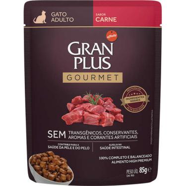 Imagem de Ração Úmida GranPlus Sachê Gourmet Carne para Gatos Adultos - 85 g