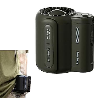 Imagem de Ventilador de cintura portátil recarregável por USB, portátil, silencioso, ventiladores elétricos para acampamento ao ar livre, caminhadas, refrigerador de viagem com 3 velocidades, verde, 91 x 73 x 92 mm