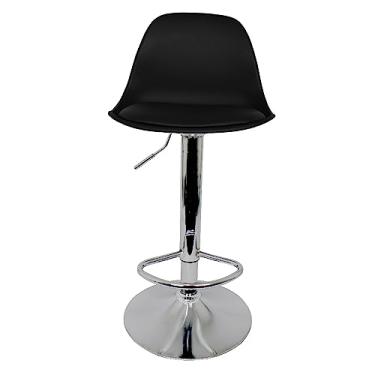 Imagem de Banquetas de Cozinha, e Bancada Giratória Evolux Alta c/Regulagem de Altura, Base Cromada, Amortecimento a gás, Cor Preta.