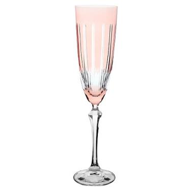 Imagem de Taca para champanhe Elizabeth lapidada em cristal ecologico 200ml A25cm cor rosa