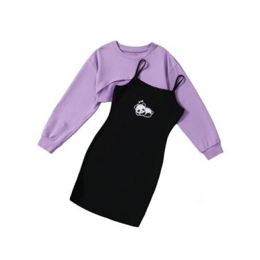 Imagem de COZYEASE Vestido feminino de 2 peças com ombro caído, manga comprida, top cropped e ves...
