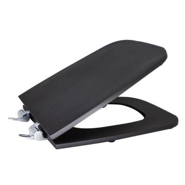 Imagem de Assento Sanitário Poliéster para Louça Boss incepa Slow Close Cromado Preto Fosco