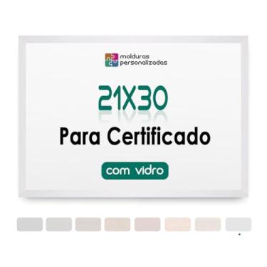 Imagem de Moldura Quadro A4 21x30 com Vidro para Imagem Foto Certificado Diploma (Branco, 1,5 cm)