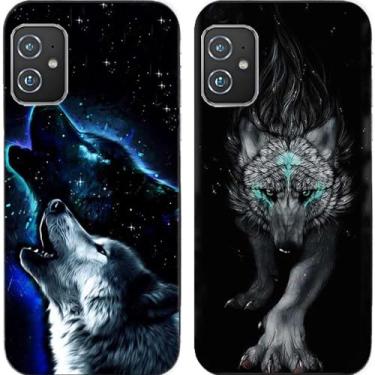 Imagem de 2 peças Cool Wolf King TPU gel silicone capa de telefone traseira para Asus Zenfone 8/9/10 (Asus Zenfone 8)