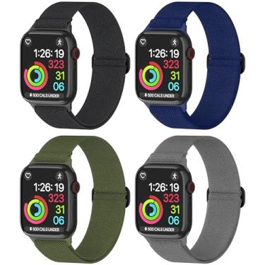 Imagem de Pulseiras de nylon unissex para Apple Watch 1/2/3/4/5/6/7/8/9/SE/Ultra 2 para 38 mm/40 mm/41 mm/42 mm/44 mm/45 mm/49 mm - Pacote variado 1-8 (pacote A - tamanho 49 mm)