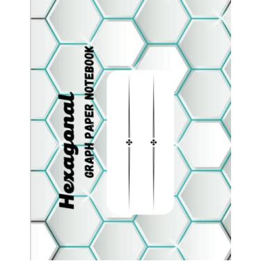 Imagem de Caderno de papel quadriculado hexagonal: hexágonos grandes de 2,5 cm, 130 páginas, A4 21,6 x 28 cm. Papel milimetrado hexagonal para aulas de química orgânica, esboços, mapeamento DND, ... Terreno,
