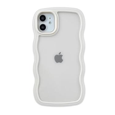 Imagem de Caseative Capa para iPhone 11, linda capa de celular macia à prova de choque em forma de moldura ondulada (branca)