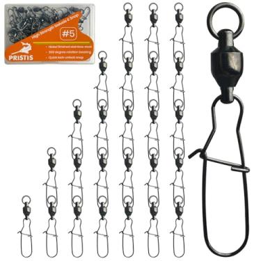 Imagem de Pristis Pacote com 25 encaixes e giratórios de pesca de alta resistência, rolamento de esferas gira com encaixe coastlock, conector de resistência à corrosão de água salgada, equipamento terminal de