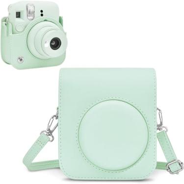 Imagem de Rieibi カメラケース Mini 12対応 - Polaroid 12キャリーケース 富士フィルム Mini 12インスタントカメラ用 - Fuji mini 12 ストラップ付きバッグカバー - ミントグリーン