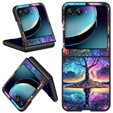 Imagem de Qindaiwen Capa protetora rígida para celular Motorola Razr 2024 / Moto Razr 50, capa protetora ultrafina e durável, árvore de arte