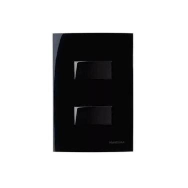 Imagem de Conjunto Margirius 4x2 Interruptor Duplo Simples 10A Sleek, Ebony