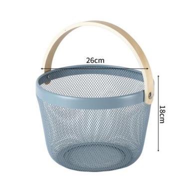 Imagem de Cesto Organizador Fruteira de Ferro decorativa Alça Madeira - Clink, A