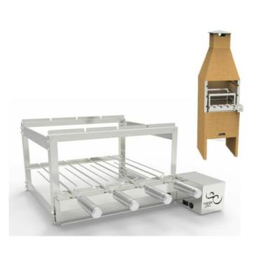 Imagem de churrasqueira giratoria 4 espeto gira grill inox  - INFINITY-GRILL, mo