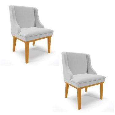 Imagem de Kit 02 Cadeiras de Jantar Liz Linho Base Fixa Madeira Castanho - D'Ros