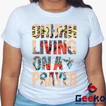 Imagem de Baby Look Bon Jovi 100% Algodão Diversas Cores - Ohhhh Living On A Pra