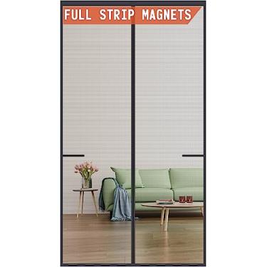 Imagem de Mpmedo Ímãs de tira completa com modelo atualizado de porta de tela magnética, tela de rede de porta de malha resistente de fibra de vidro com ímã, rede mosquiteira retrátil de vedação completa para