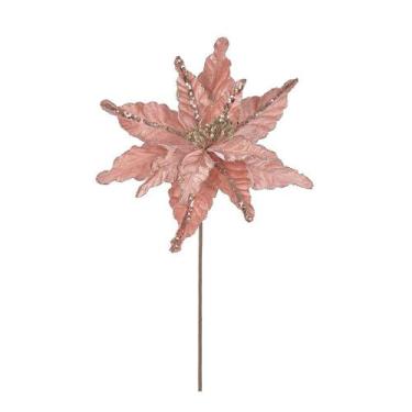 Imagem de Flor de Natal Artificial Pick Rosa 19cm  Formosinha - DEA