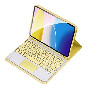 Imagem de Teclado BT sem fio Teclado USB com estojo protetor de couro PU para tablet Compatível com iPad Air2 9,7 pol./ iPad 9,7 pol. / iPad 9,7 pol. / iPad Pro 9,7 pol./604(Amarelo,TP-1029)