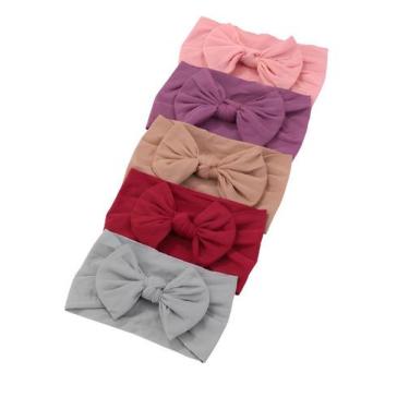Imagem de Laços de Bebê Turbante Roupa Infantil Menina Kit 5 Unidades - Castelo 