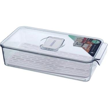 Imagem de CAIXA ORGANIZADORA PARA GELADEIRA COM TAMPA ACRILICO 7x16x31cm - NH, M