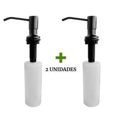 Imagem de Dosador Dispenser de Detergente 2 Unidades Inox Preto Fosco Sabão Liqu