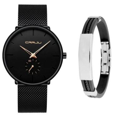 Imagem de Relógio Masculino Luxo Casual Ultra Fino + Pulseira Metal - CRRJU