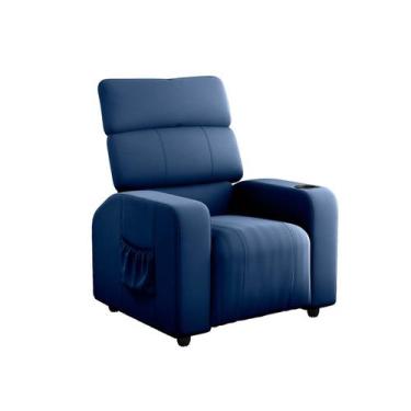 Imagem de Poltrona Do Papai Parma Retrátil e Reclinável - RS Decor, Veludo Azul