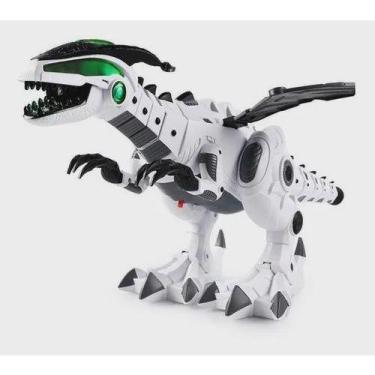 Imagem de Dinossauro Robô com asas solta fumaça com luz e som branco . - toys ki