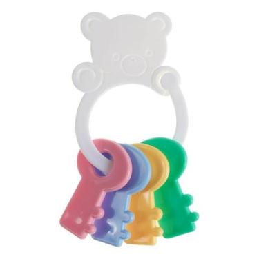 Imagem de Chocalho Mordedor Brinquedo Bebê Chaveiro Ursinho Chaves - Art Baby, U