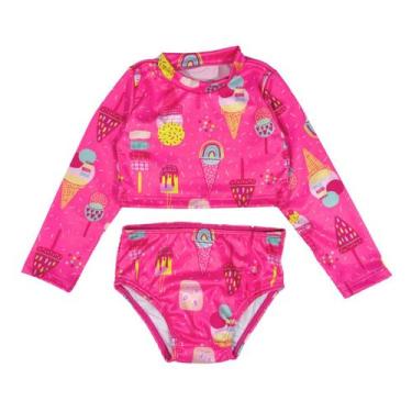 Imagem de Conjunto Infantil Menina Blusa Calcinha Proteção Solar Praia - Jagar, 