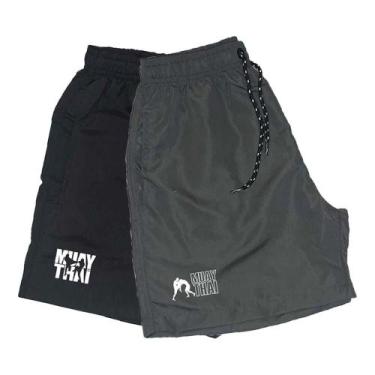Imagem de Short Tactel Masculino Cordão Muay Thai Conforto Kit 2 - Ragor, GG, Pr