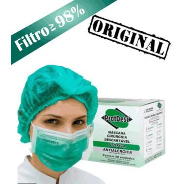 Imagem de Máscara ProtDesc Verde Descartável Tripla Filtro Meltblow ( 1 Cx)