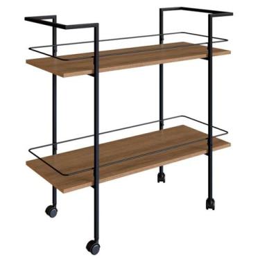Imagem de Carrinho Bar Industrial Com Rodizios P1036 Mell Preto PP Milani Store 