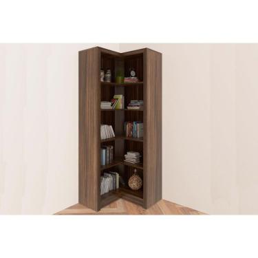 Imagem de Estante Livreiro Solteiro ME4132 de Canto c/ 4 Prateleiras Nogal - Tecno Mobili