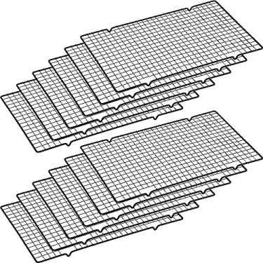 Imagem de Harloon Pacote com 12 prateleiras antiaderentes de resfriamento de 40 x 24 cm para assar, rack de cozimento de arame quadriculado seguro para forno, aço carbono, assadeira, grelhar, secar, assar