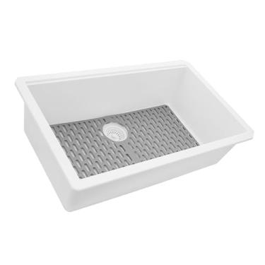 Imagem de Ruvati Pia de cozinha de tigela única de quartzo composto de granito 81 x 48 cm - Branco ártico - RVG2080WH