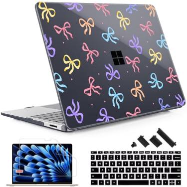 Imagem de May Chen Capa compatível apenas com Microsoft Surface Laptop 7 Windows PC 2024+ de 13,8 polegadas com CPU ARM e Copilot+ alimentado por IA, capa rígida de plástico com capa de teclado, laços arco-íris