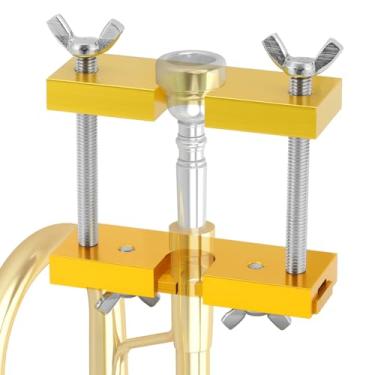 Imagem de QWORK Ferramenta de extração de bocal de trompete ajustável para instrumentos de sopro de latão - Removedor de bocal resistente para trompete, trombone, buzina