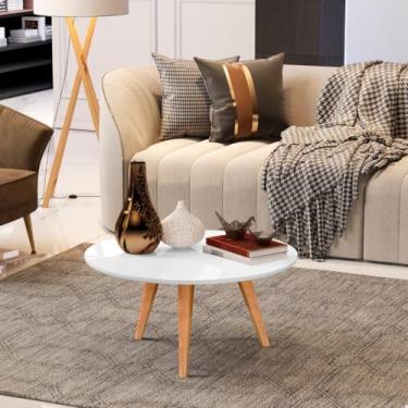 Imagem de Mesa De Centro Dubai Sala Decorativa Redonda Tripé Pés Palito (BRANCO)