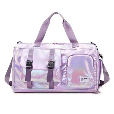 Imagem de Bolsa Mala Feminina Academia Esportiva Viagem Porta Tênis Bolsa de ginástica feminina com compartimento para sapatos e bolso molhado Ótima para academia e pernoite (ROXO)