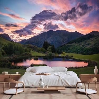 Imagem de Lcythiazole Murais de papel de parede personalizáveis, montanhas, florestas, prados, lagos, paisagem natural, murais de papel de parede de fotografia HD para sala de estar, quarto