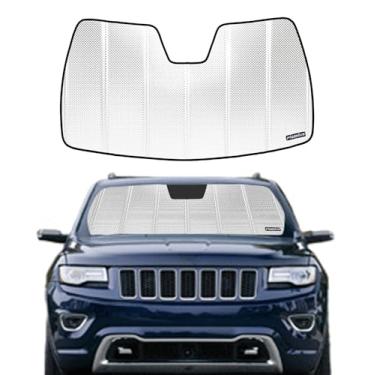 Imagem de Protetor solar de para-brisa B Pigenius para Jeep Grand Cherokee 2014-2021. Película de alumínio refletiva de atualização de 2024 para proteção interna máxima