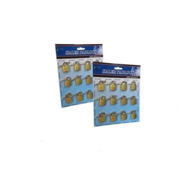 Imagem de Kit 60 Cadeados 5 Cartela 25mm Malas, Armário, Janelas, Galpões Oferta