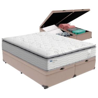 Imagem de Cama Box Baú Queen Bege + Colchão Amsterdã Molas Ensacadas Probel