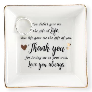 Imagem de HOME SMILE Presentes bônus para mãe Dia das Mães, anel de cerâmica madrasta, bandeja de joias para aniversário, Natal - You Didn't Give Me Life But Life Gave Me You, Thank You for Loving Me As Your